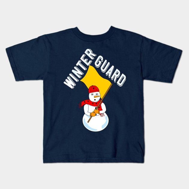 Winter Guard Snowman Rough White Text Kids T-Shirt by Barthol Graphics